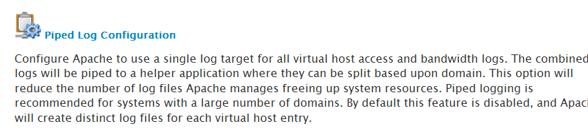 enable piped logs cpanel